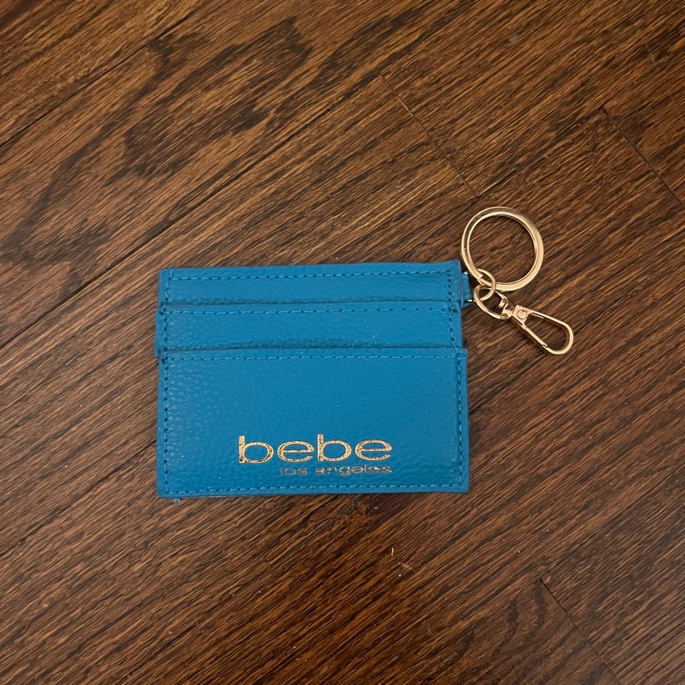 Bebe Teal Card Holder with Gold Logo
